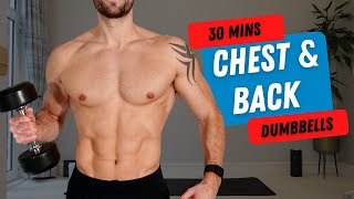 Muscle Building DUMBBELL CHEST & BACK Workout | 30 mins screenshot 2