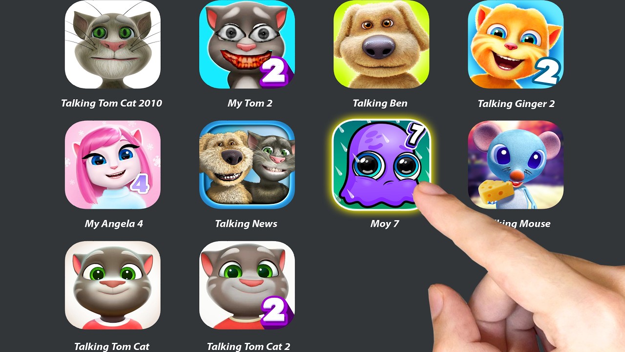 Talking Ben,Moy 7,Talking Tom Cat,Talking Ginger 2,My Angela 4,Talking News,Talking Mouse