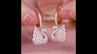 Dreamy Swan Rose Gold Tone Sterling Silver Earrings - Jeulia.com