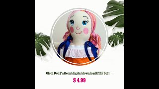 Cloth Doll Pattern (digital download) PDF Soft Cloth Doll Pattern for Sewing