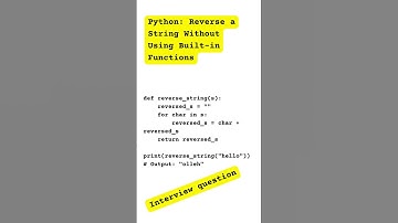 Python Reverse a String Without Using Built in Functions Interview Quest #pythoninterviewquestions