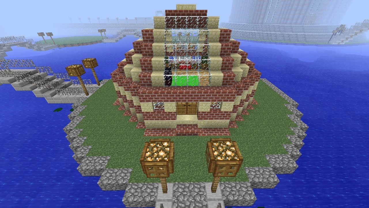 Minecraft Hexagon Beach House,Sandstone and Bricks. - YouTube