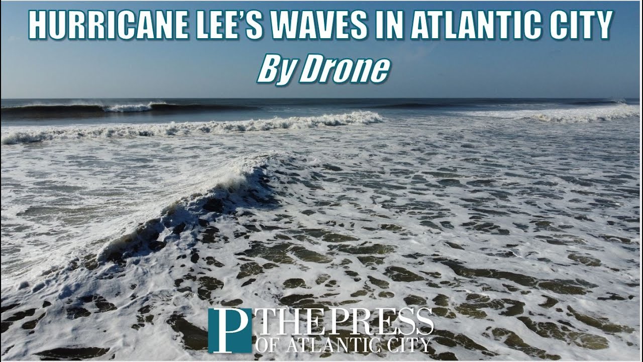 Close up drone footage of Hurricane Lee's waves off the coast of Atlantic City 🌀