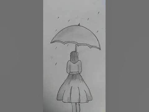 Girl in rain drawing with shading - YouTube