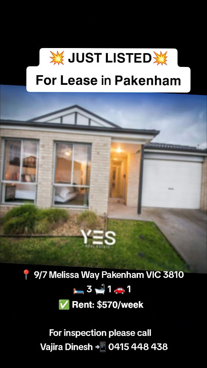 𝗙𝗼𝗿 𝗟𝗲𝗮𝘀𝗲 in 𝗣𝗮𝗸𝗲𝗻𝗵𝗮𝗺📍 9/7 Melissa Way Pakenham VIC 3810 🛏 3 🛁 1 🚗 1✅ #shorts #realestate #melbourne