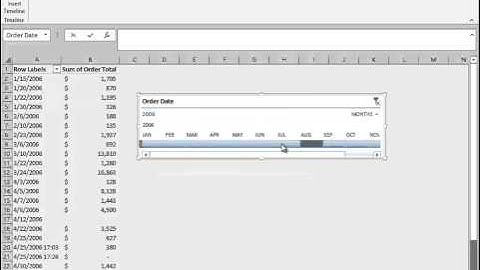 Excel Timeline feature in action