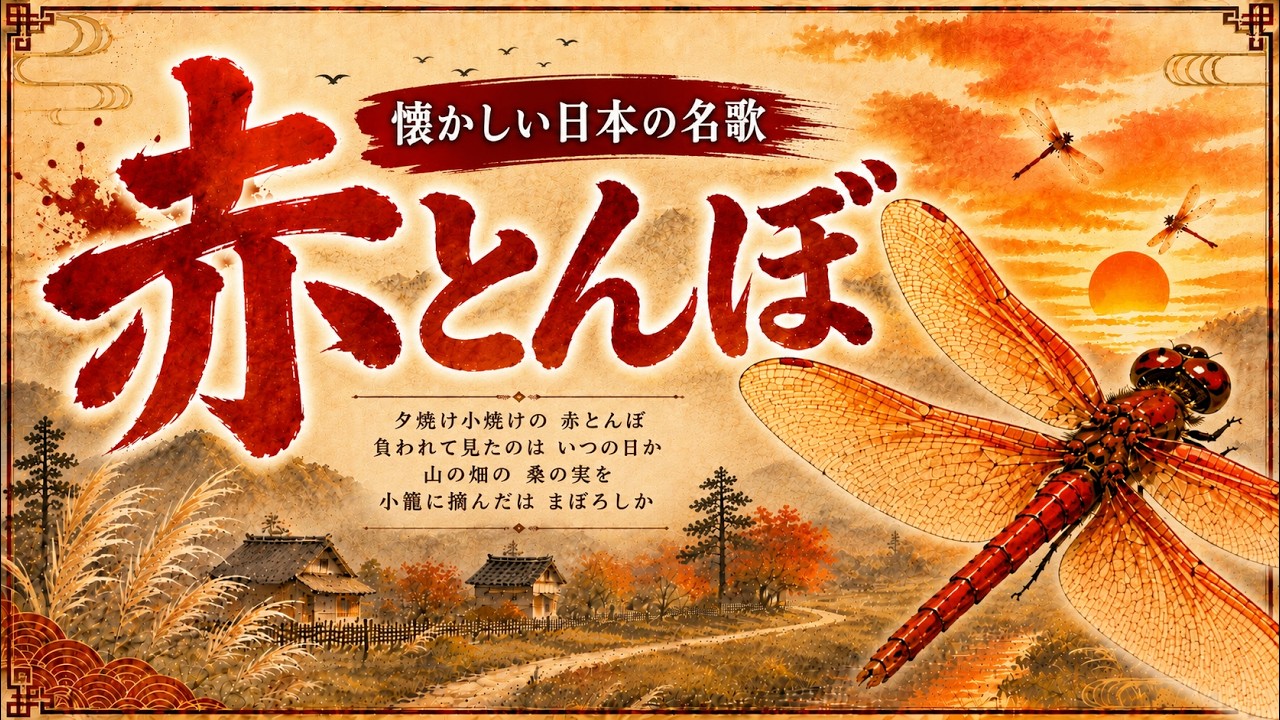 赤とんぼ｜歌詞付き｜大人のための唱歌・抒情歌 ♪ Red Dragonfly