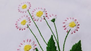 Daisy #embroiderystitches #handembroidery #刺繍 #embroideryforbeginners