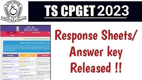 TS CPGET 2023 Response sheets/Key released!!!