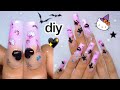 DIY Spooky Hello Kitty Acrylic Nails PINK GLITTER FRENCH TIPS | Femi Beauty Method