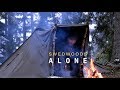 Bushcraft Solo Winter Overnight - 3 Lavvu Canvas Ponchos Tent Setup - Spork Carving - Chicken Grill