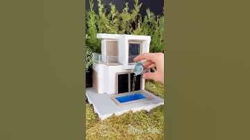 Building a mini pool villa with tiny bricks and concrete 🪚🔨🏠