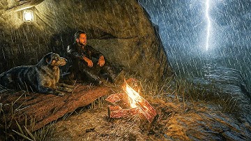 Camping in Heavy Rain & Thunderstorm with My Dog | RDR2 ASMR