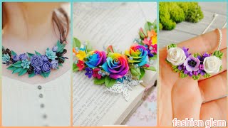 beautiful rose flowers polymer clay statement necklace sets design