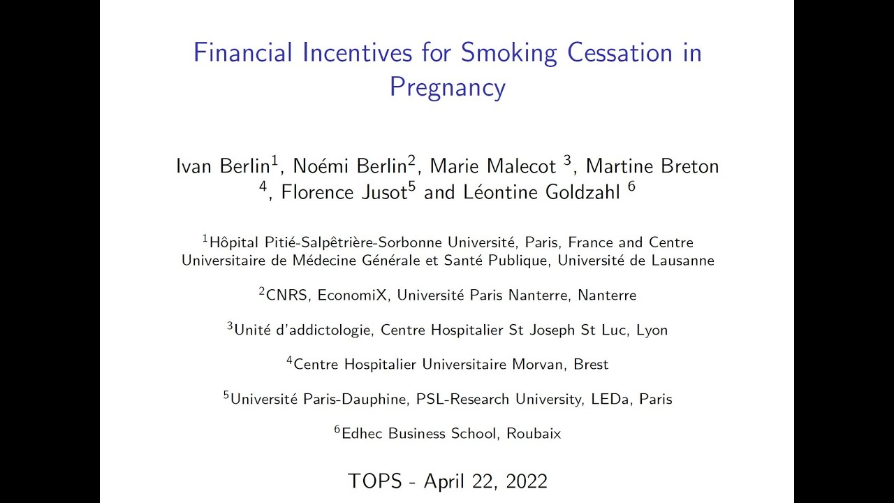 Léontine Goldzahl, "Financial Incentives for Smoking Cessation in