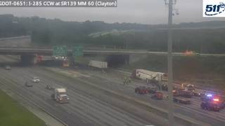 Fiery 5-vehicle crash shuts down I-285 near Atlanta airport