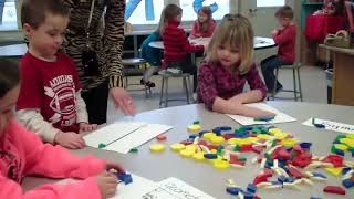 Symmetry lesson in a kindergarten art class