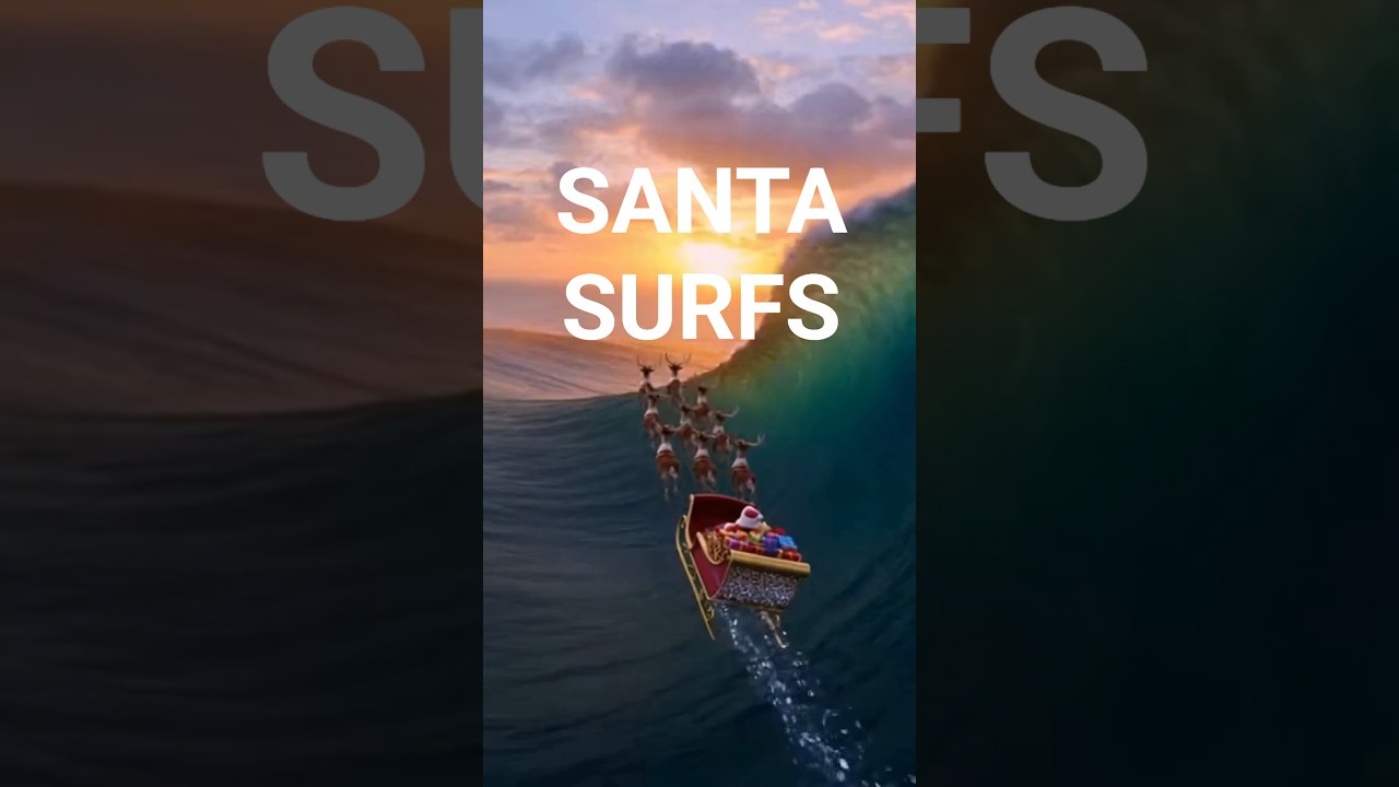 Santa Surfs a 50-Foot Wave WITH Reindeer 🎅🌊🦌
