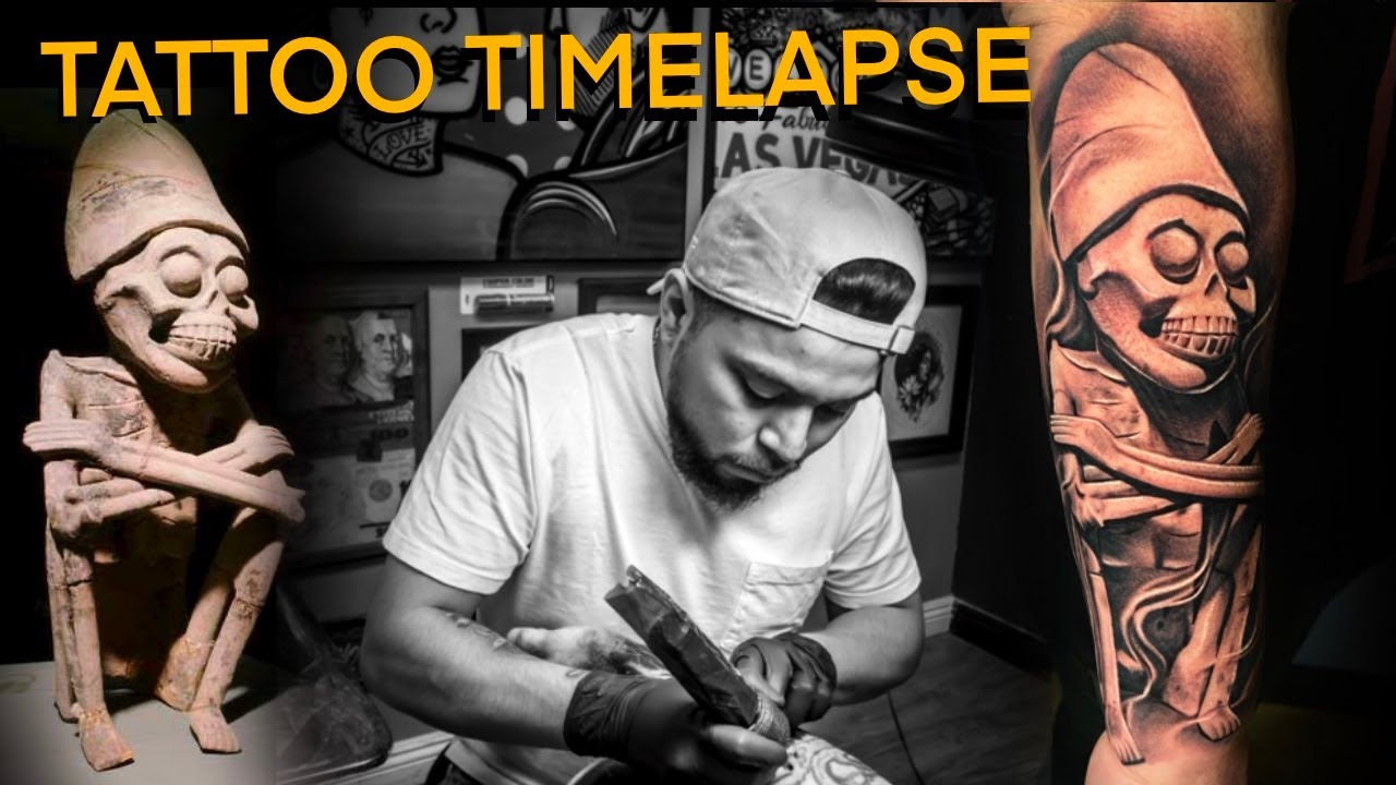 AZTEC GOD MICTLANTECUHTLI TATTOO TIMELAPSE | FULL TATTOO - YouTube