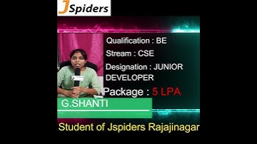 SUCCESSFULLY PLACED | SHANTI | JSPIDERS RAJAJINAGAR |JUNIOR DEVELOPER | STUDENT FEEDBACK | 2023JOBS