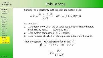 CBE 430 Week 10 11 Robustness and Sensitivity Functions