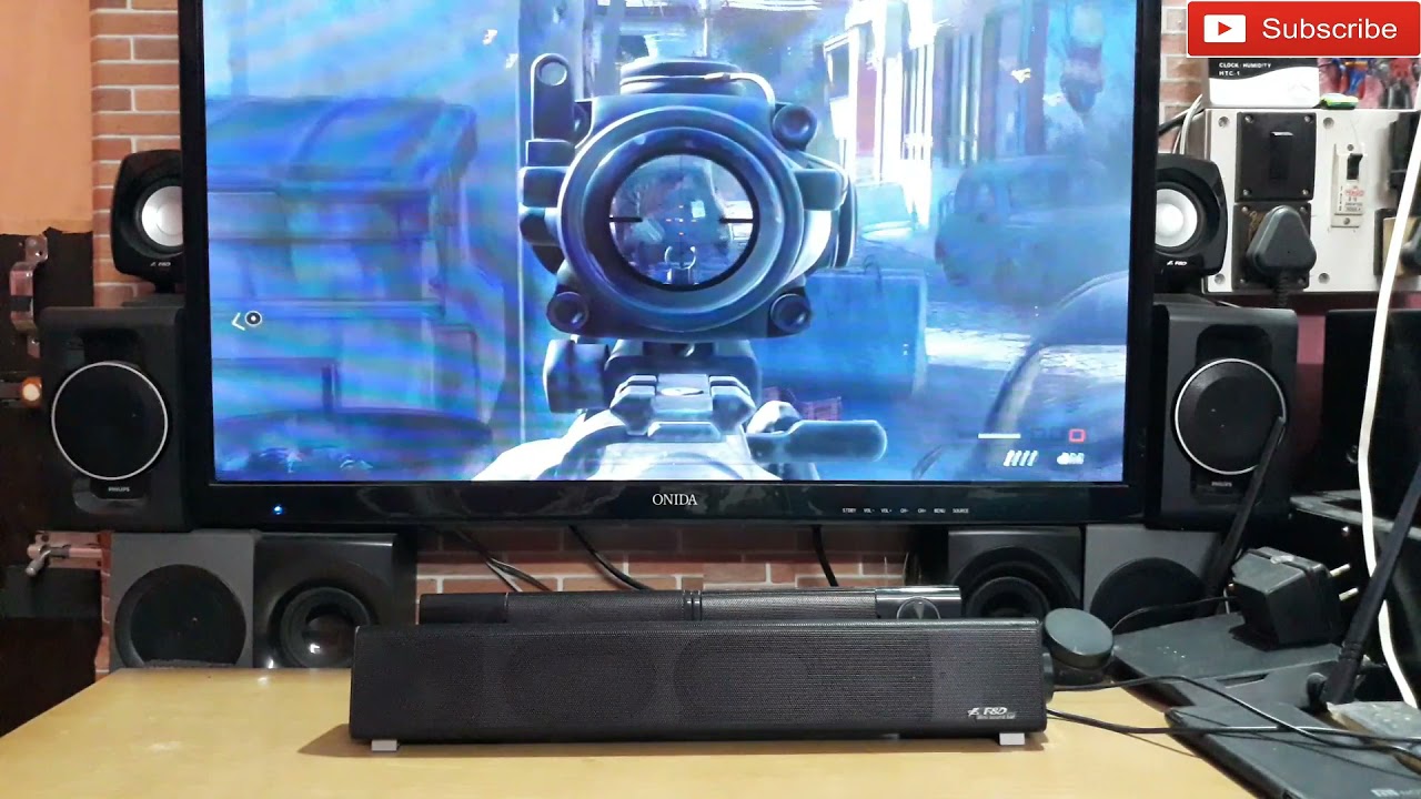 F&D E200 Soundbar Speaker System Gaming Sound Test // The technoboy