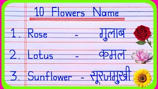 10 Flowers Name in English and Hindi | Flowers Name | Flower Name | phoolon ke naam | फूलों के नाम