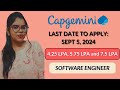 Capgemini hiring 2025 batch | Software engineer | APPLY NOW | DEADLINE: SEPT 5, 2024 11:59