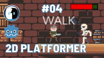 GODOT Engine TUTORIAL #04:   Make Your First 2D PLATFORMER GAME with GODOT:  Enemy FSM & HealthBars