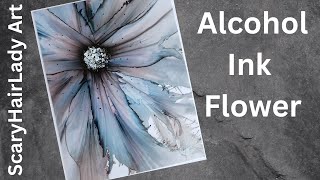 251   Alcohol Ink Flower Card with Tim Holtz Pitch Black, Airbrush, Glossy Photo Paper tutorial