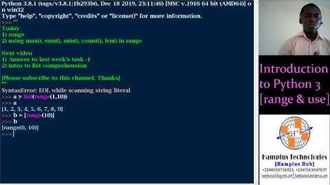 Intro to Python - range and using max, sum, min, count, len in range