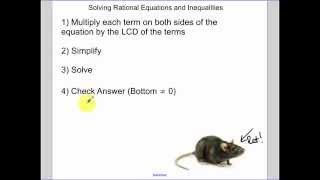 8.6 - Solving Rational Equations and Inequalities