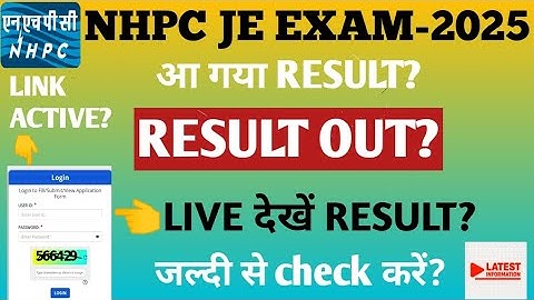 NHPC JE EXAM-2025 RESULT OUT?NHPC NON-EXECUTIVE POST RESULT OUT?NHPC JE-2025 RESULT OUT?NHPC EXAM