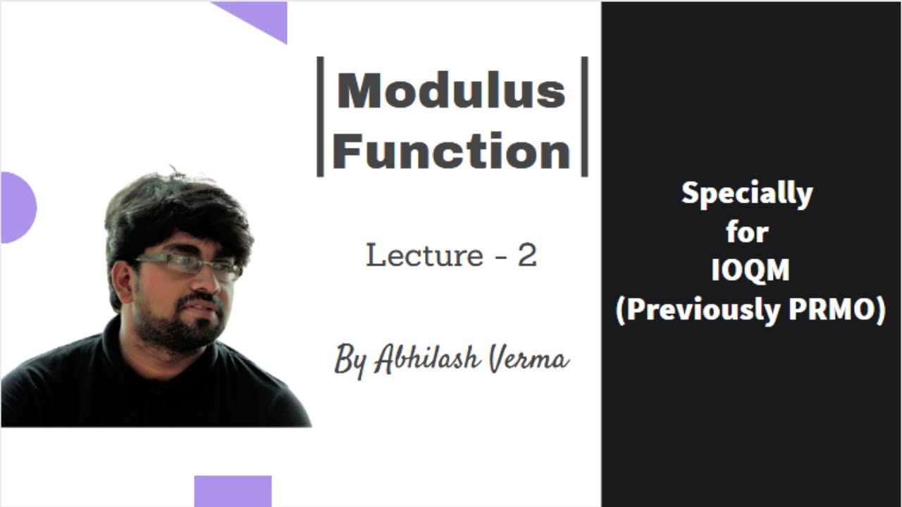 Modulus Function - Problems | Lecture 2 | IOQM ( Previously PRMO) - YouTube