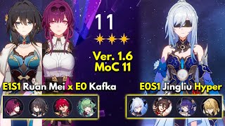 E1S1 Ruan Mei x E0 Kafka & E0S1 Jingliu | Memory of Chaos Floor 11 3 Stars | Honkai: Star Rail 1.6