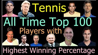 Tennis: Men's Singles All Time Top 100 Players with Highest Winning Percentage, Titles, Prize Money