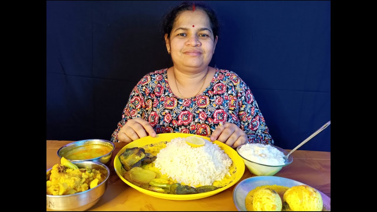 Basanti eating rice, many vaja, dal, fulkopir curry, egg curry, payesh large mukbang eating 😁😁😁