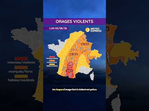 ⚡ Risque d'orages violents ce lundi 3 août 2026