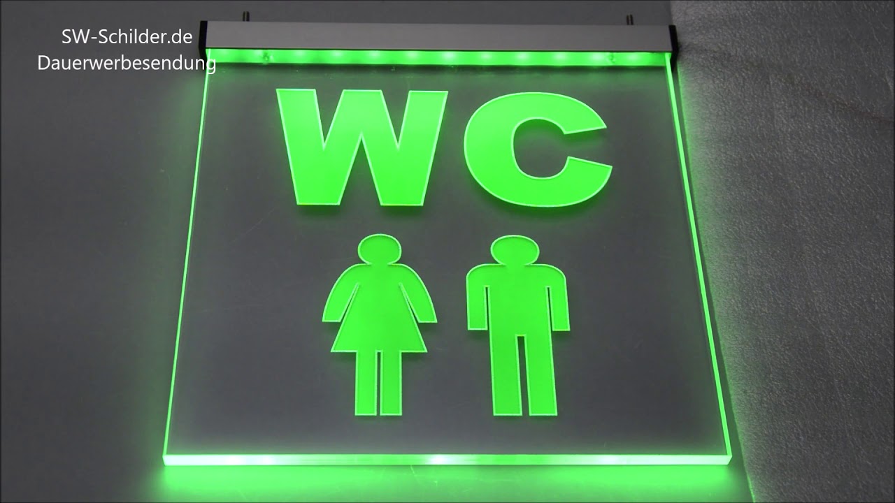 LED indirect illuminated sign WC + man/woman figure with engraving