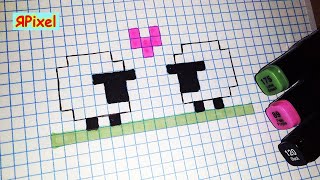 Как нарисовать влюблённых овечек по клеткам в тетради! #25 - #pixelart.