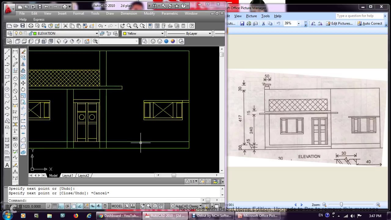 AUTOCAD IN HINDI PART 32 HOW TO DRAW 2D HOUSE ELEVATION 