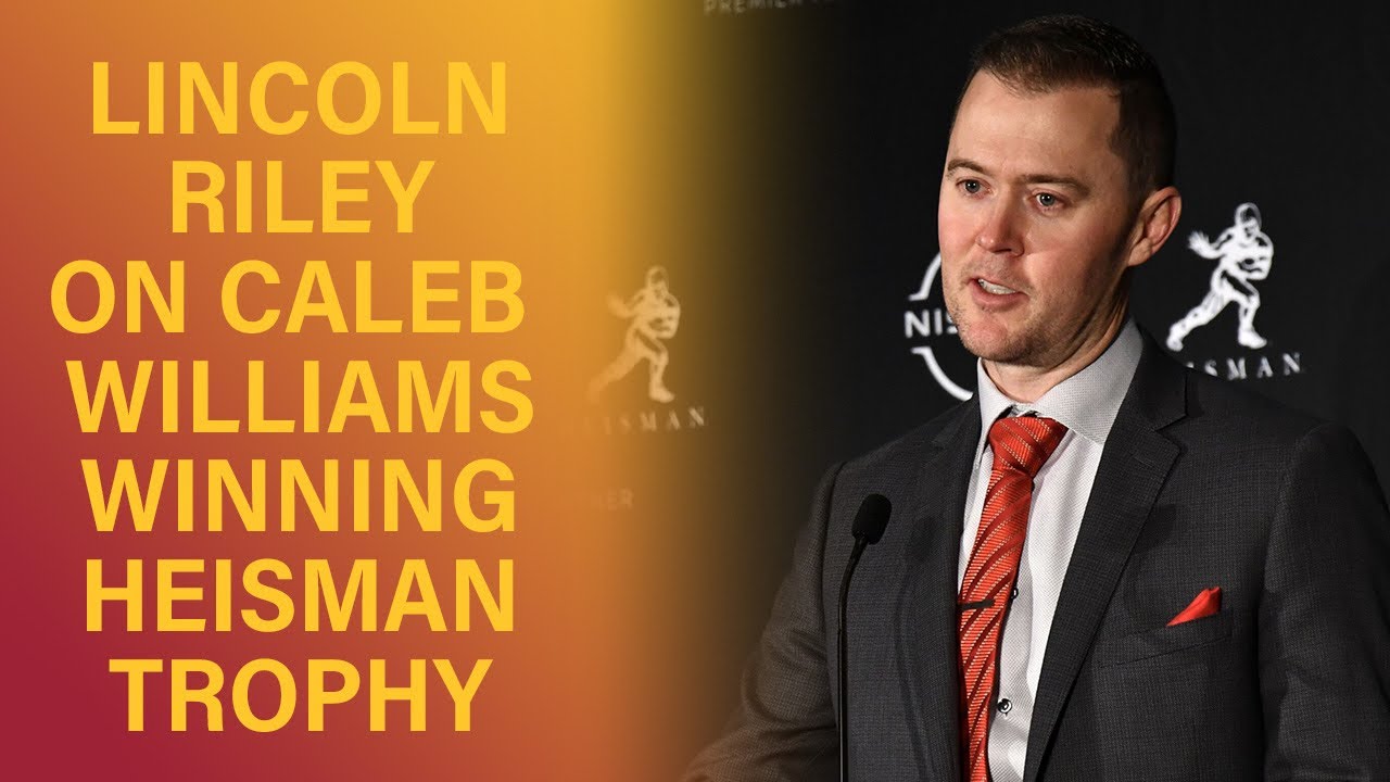 Lincoln Riley celebrates Caleb Williams winning Heisman Trophy YouTube
