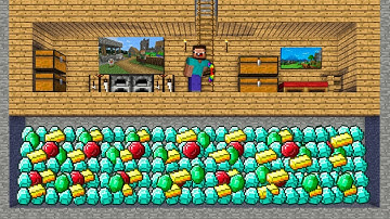 Minecraft NOOB vs PRO vs HACKER vs GOD : NOOB BUILT SECRET HOUSE IN TREASURE CAVE / Animation