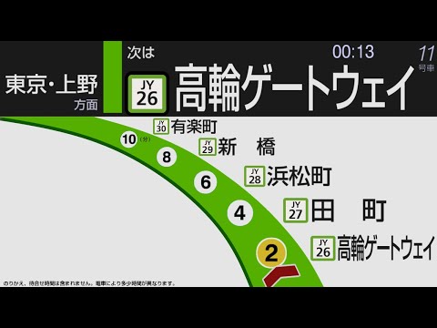 自動放送 山手線 内回り車内放送 高輪ｹﾞｰﾄｳｪｲ開業後 Train Announcement JR Yamanote Line With Takanawa Gateway Sta