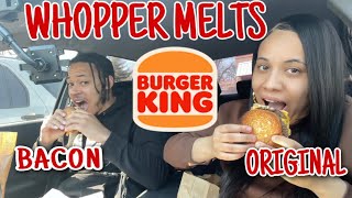BURGER KING WHOPPER MELTS REVIEW | ORIGINAL & BACON MELT | THESE SHOCKED US 😳 ‼️