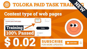 Content type of web pages Training Toloka (English). 0.02$ Per Task, 100% Passed