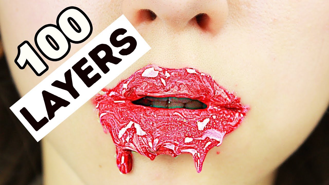 CHALLENGE 100 LAYERS OF LIQUID LIPSTICK YouTube