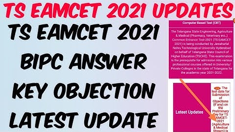 TS EAMCET 2021 BIPC Answer Key Objection Latest Update//TS EAMCET 2021 Response sheets