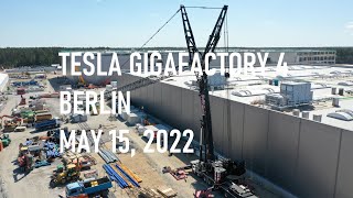 Tesla Gigafactory 4 Berlin | Drive unit roof installations | May 15, 2022 | DJI drone 4K Video