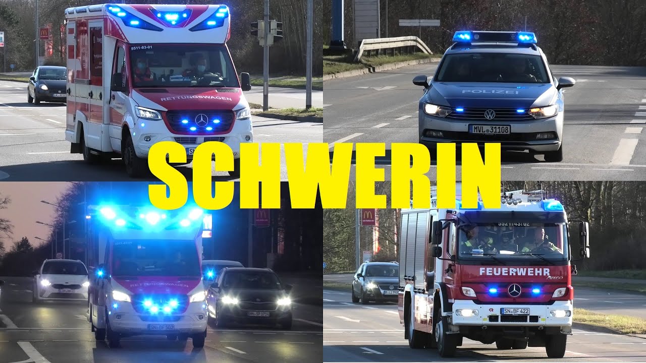 [SCHWERINS RETTER auf EINSATZFAHRT] 🚨 Einsatzfahrten FEUERWEHR & Rettungsdienst & Polizei SCHWERIN 🚨